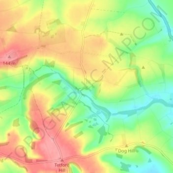 Mapa topográfico Ruckland, altitud, relieve