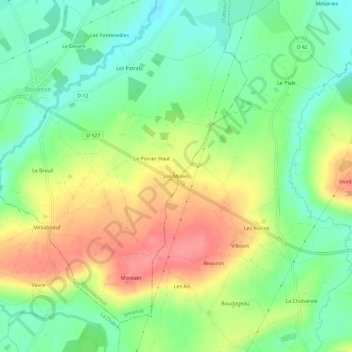 Mapa topográfico Les Molles, altitud, relieve