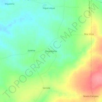 Mapa topográfico Descoberta, altitud, relieve