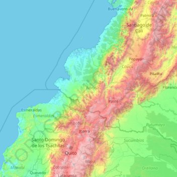Mapa topográfico Nariño, altitud, relieve