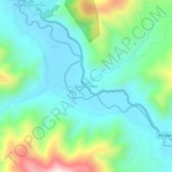 Mapa topográfico San Daniel, altitud, relieve
