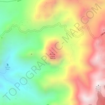 Mapa topográfico Mount Alpha, altitud, relieve