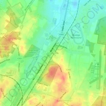 Mapa topográfico White Hills, altitud, relieve