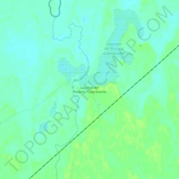 Mapa topográfico Lagunas del Rosario - Guanacache, altitud, relieve