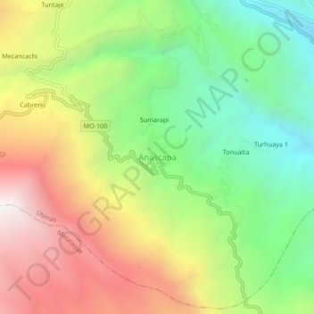 Mapa topográfico Anascapa, altitud, relieve