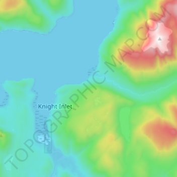 Mapa topográfico Knight Inlet, altitud, relieve