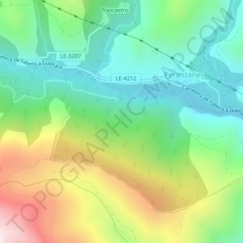 Mapa topográfico Fornela, altitud, relieve