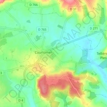 Mapa topográfico Les Aubey, altitud, relieve