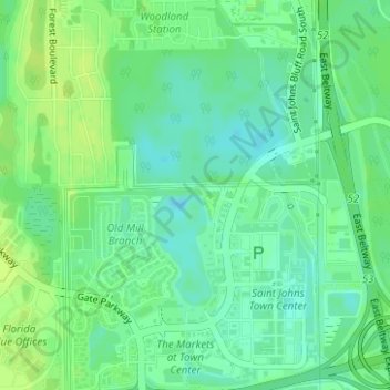 Mapa topográfico Big Island Swamp, altitud, relieve