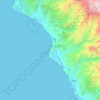 Mapa topográfico Gallinazo, altitud, relieve