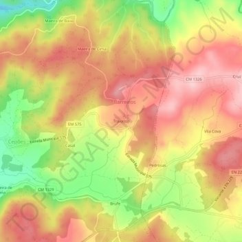Mapa topográfico Travasso, altitud, relieve