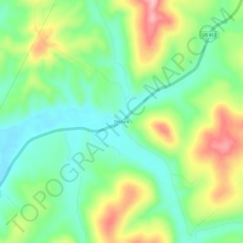 Mapa topográfico Dryfork, altitud, relieve