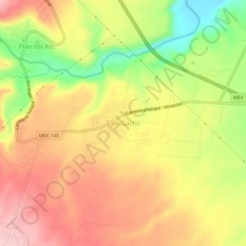 Mapa topográfico Palo Gacho, altitud, relieve