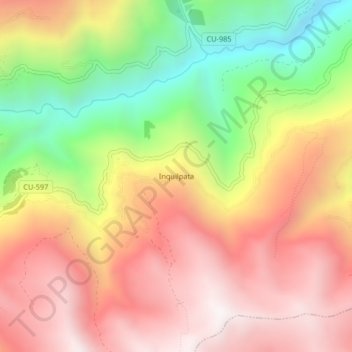 Mapa topográfico Inquilpata, altitud, relieve