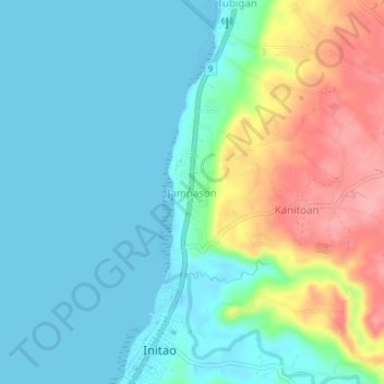 Mapa topográfico Jampason, altitud, relieve