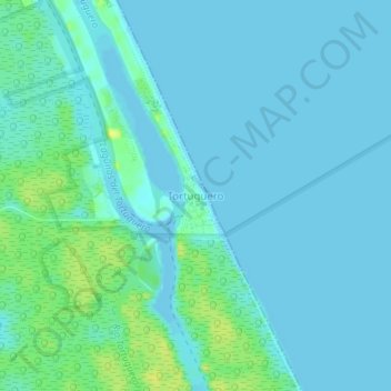 Mapa topográfico Tortuguero, altitud, relieve