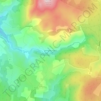 Mapa topográfico Coulagnes-Hautes, altitud, relieve