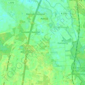 Mapa topográfico Höven, altitud, relieve