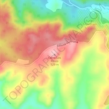 Mapa topográfico Cerro Los Fosos, altitud, relieve