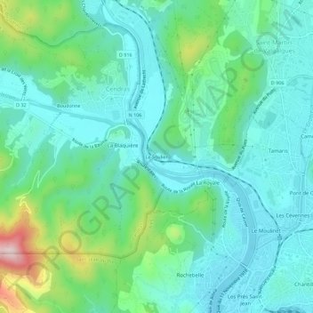 Mapa topográfico Le Soulier, altitud, relieve