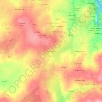 Mapa topográfico Saint-Meux, altitud, relieve