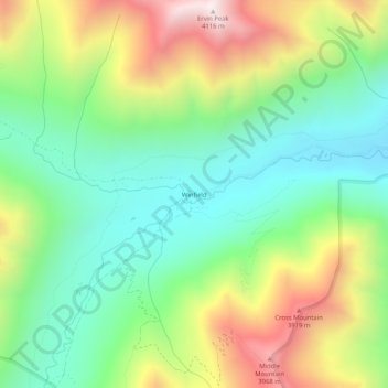 Mapa topográfico Winfield, altitud, relieve