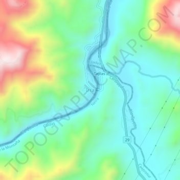 Mapa topográfico Irra, altitud, relieve
