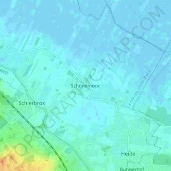 Mapa topográfico Schönemoor, altitud, relieve