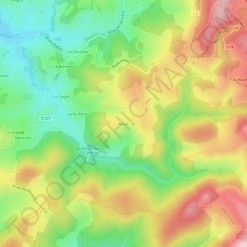 Mapa topográfico Avaux, altitud, relieve