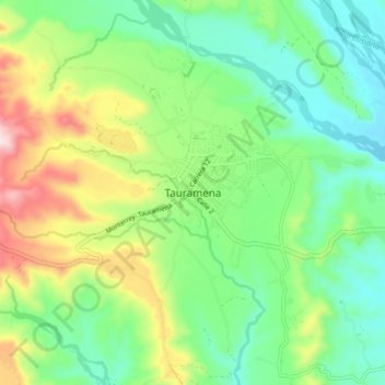 Mapa topográfico Tauramena, altitud, relieve