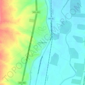 Mapa topográfico San Ignacio, altitud, relieve