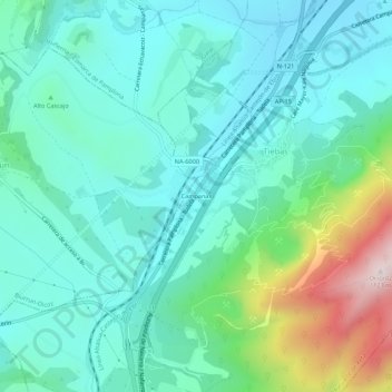 Mapa topográfico Campanas, altitud, relieve