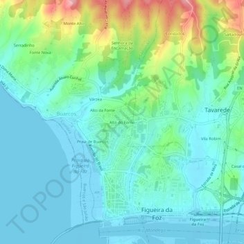 Mapa topográfico Alto do Forno, altitud, relieve