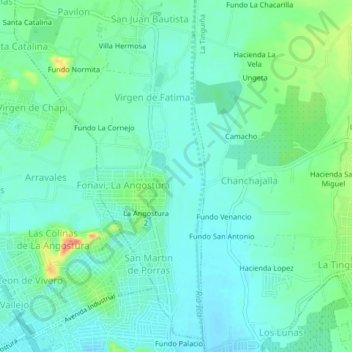 Mapa topográfico Valle, altitud, relieve