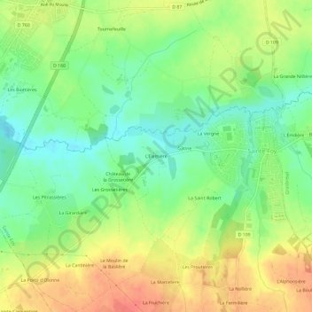 Mapa topográfico L'Elemière, altitud, relieve