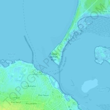 Mapa topográfico Pen Bron, altitud, relieve