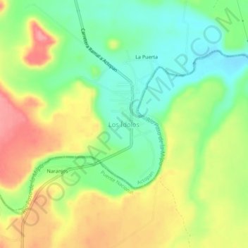 Mapa topográfico Los Ídolos, altitud, relieve