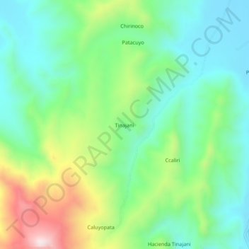 Mapa topográfico Tinajani, altitud, relieve