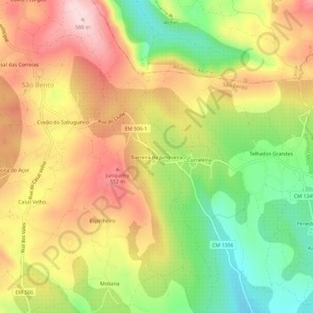 Mapa topográfico Barreira da Junqueira, altitud, relieve