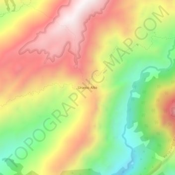 Mapa topográfico Uranio Alto, altitud, relieve