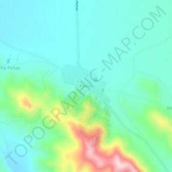 Mapa topográfico Peñas, altitud, relieve