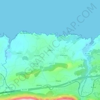 Mapa topográfico L'Oteru, altitud, relieve