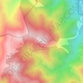 Mapa topográfico Ramsey Peak, altitud, relieve