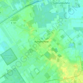 Mapa topográfico Achternmeer, altitud, relieve