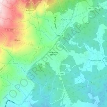 Mapa topográfico Paranho de Besteiros, altitud, relieve