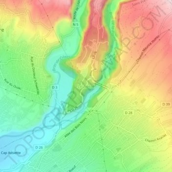 Mapa topográfico Le Serré, altitud, relieve