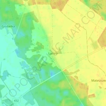 Mapa topográfico Luciny, altitud, relieve