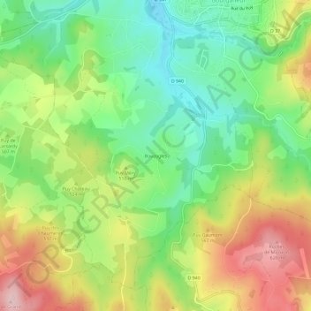 Mapa topográfico Bouzogles, altitud, relieve