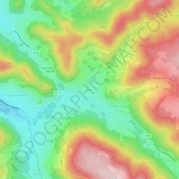 Mapa topográfico Houx, altitud, relieve