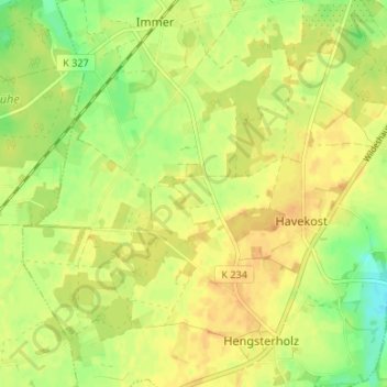 Mapa topográfico Hestern, altitud, relieve